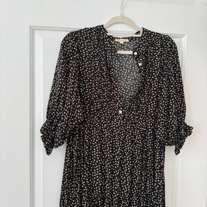 Shop Stevie Black and White Patterned Midi Dress